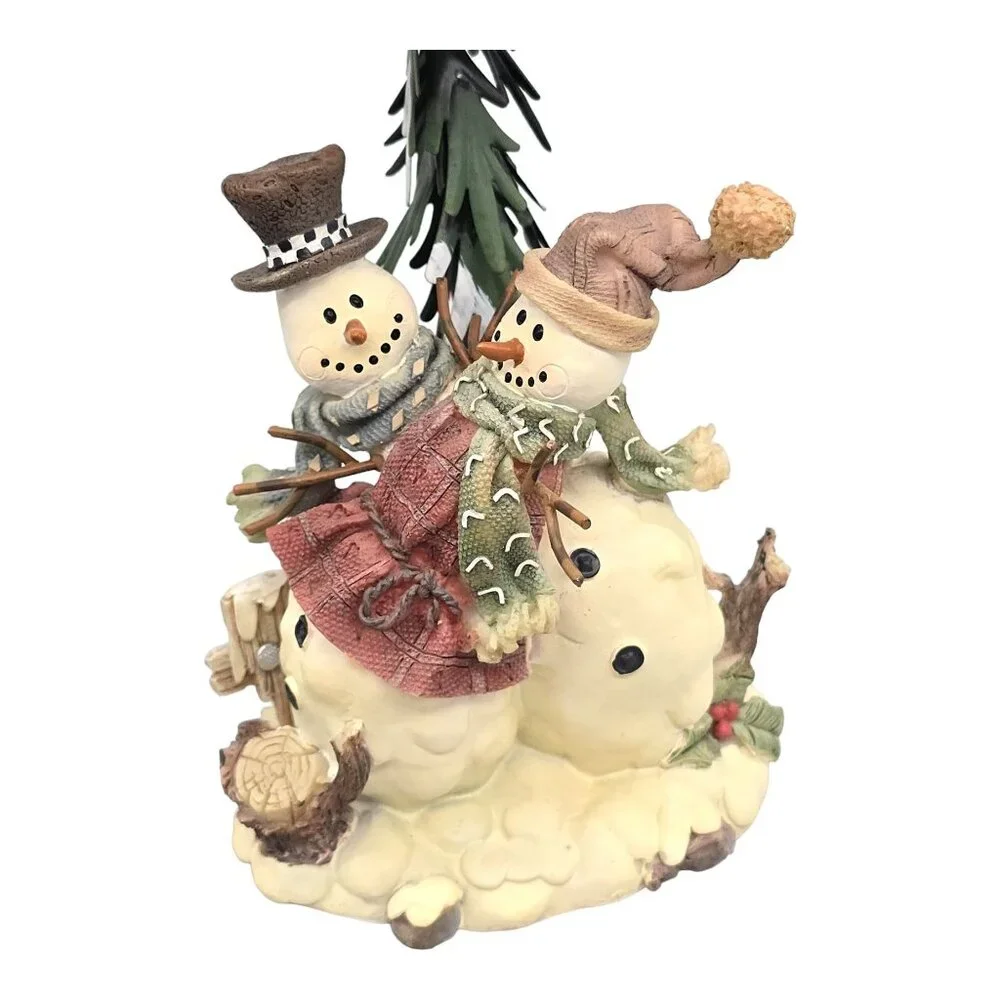 Crazy Mountain Snowman Table Tea Light Candle Holder Christmas Tree Cutout Shade